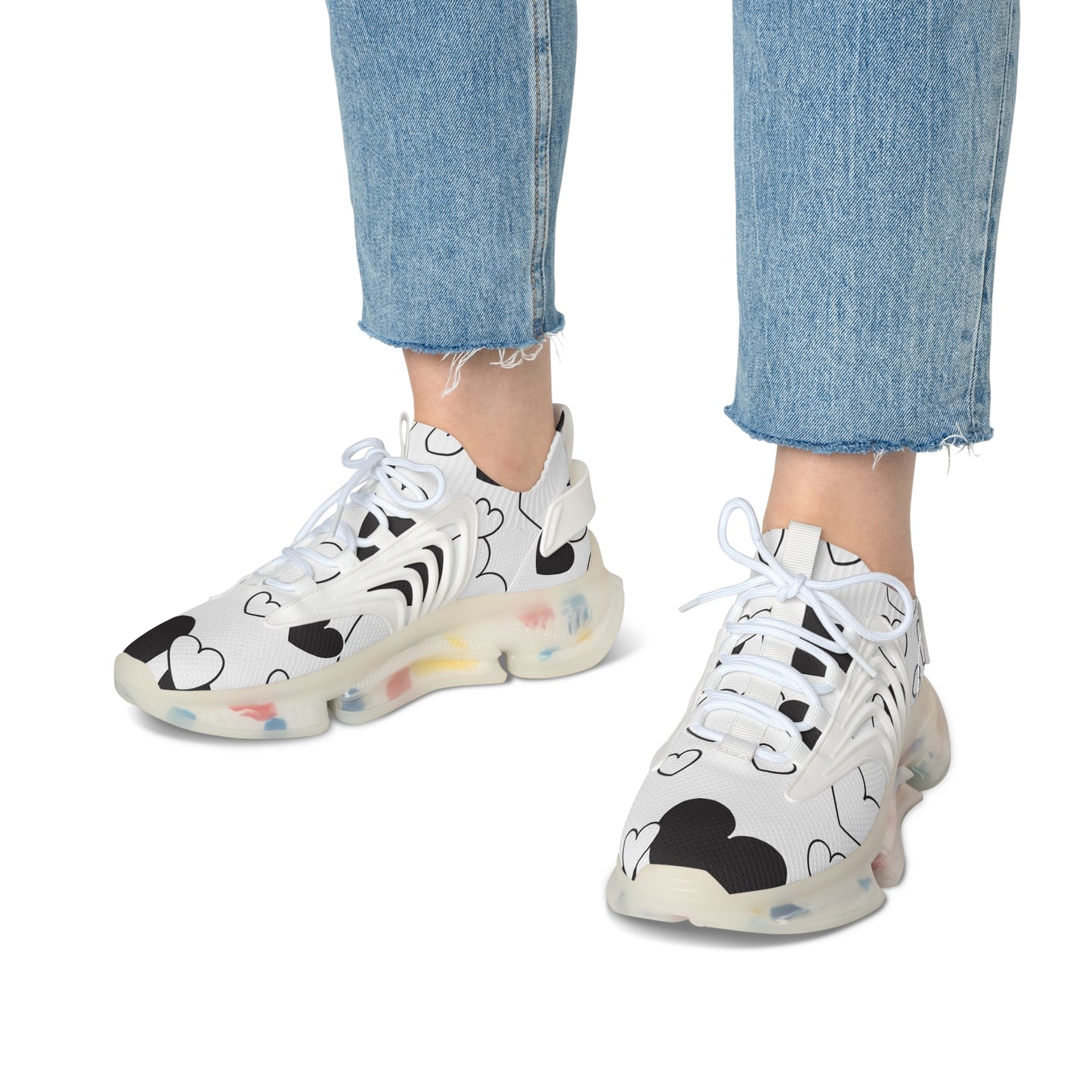 Damen Sneaker mit Herzmuster – Stylische Sportschuhe