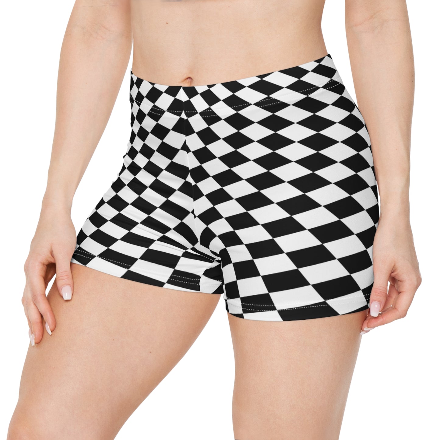 Damen Shorts Schachbrettmuster Stylisch Sport Freizeit