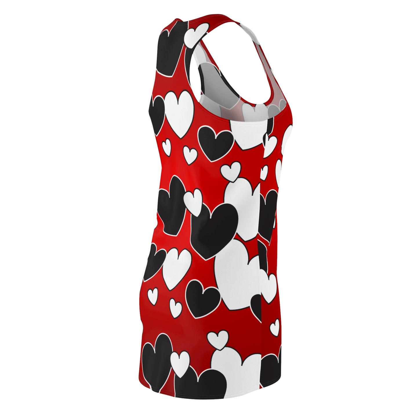 Romantic Heart Print Racerback Dress – Red Black White Summer Dress