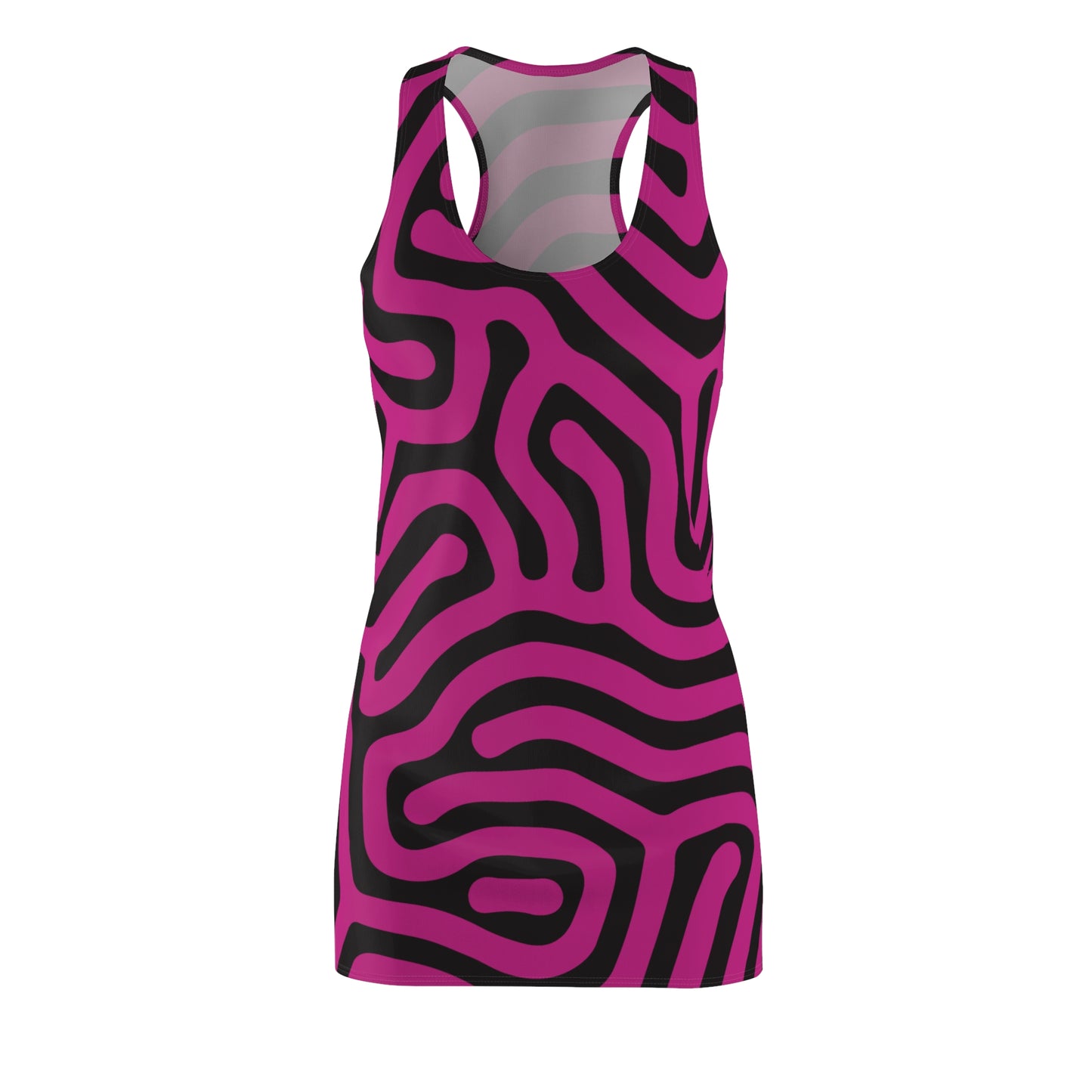 Abstrakt Racerback Kleid – Schwarz Pink Damenmode