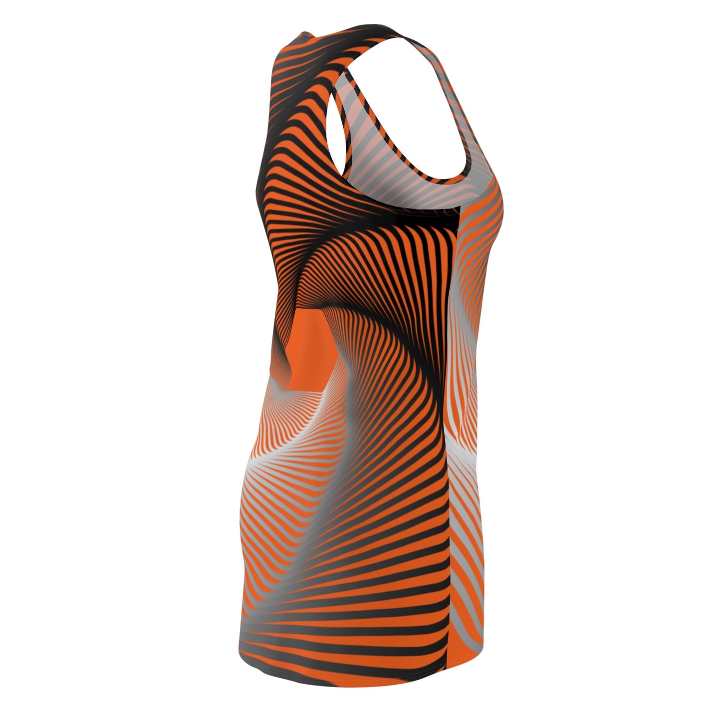 Schwarz Orange Spirale Racerback Kleid – Stilvolles Sommerkleid