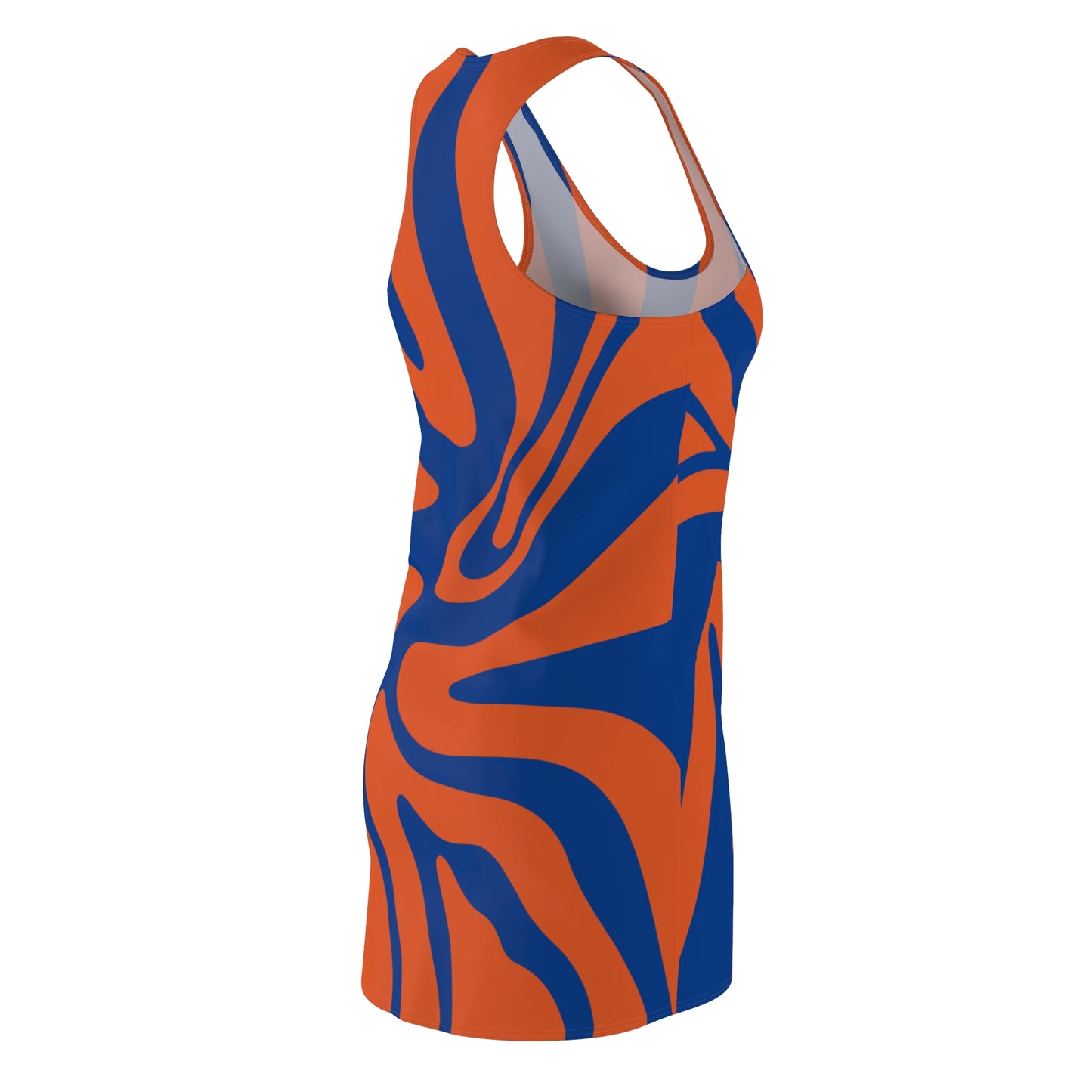 Blaues Damen Kleid Swirl Muster Racerback Sommer Bohemian Beach