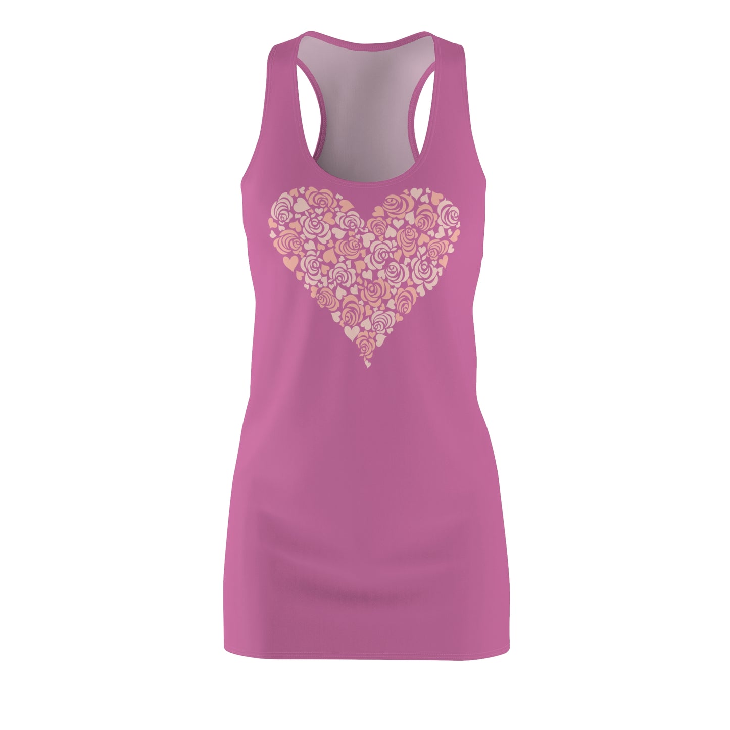 Rosa Floral Heart Kleid Racerback Romantisches Sommerkleid