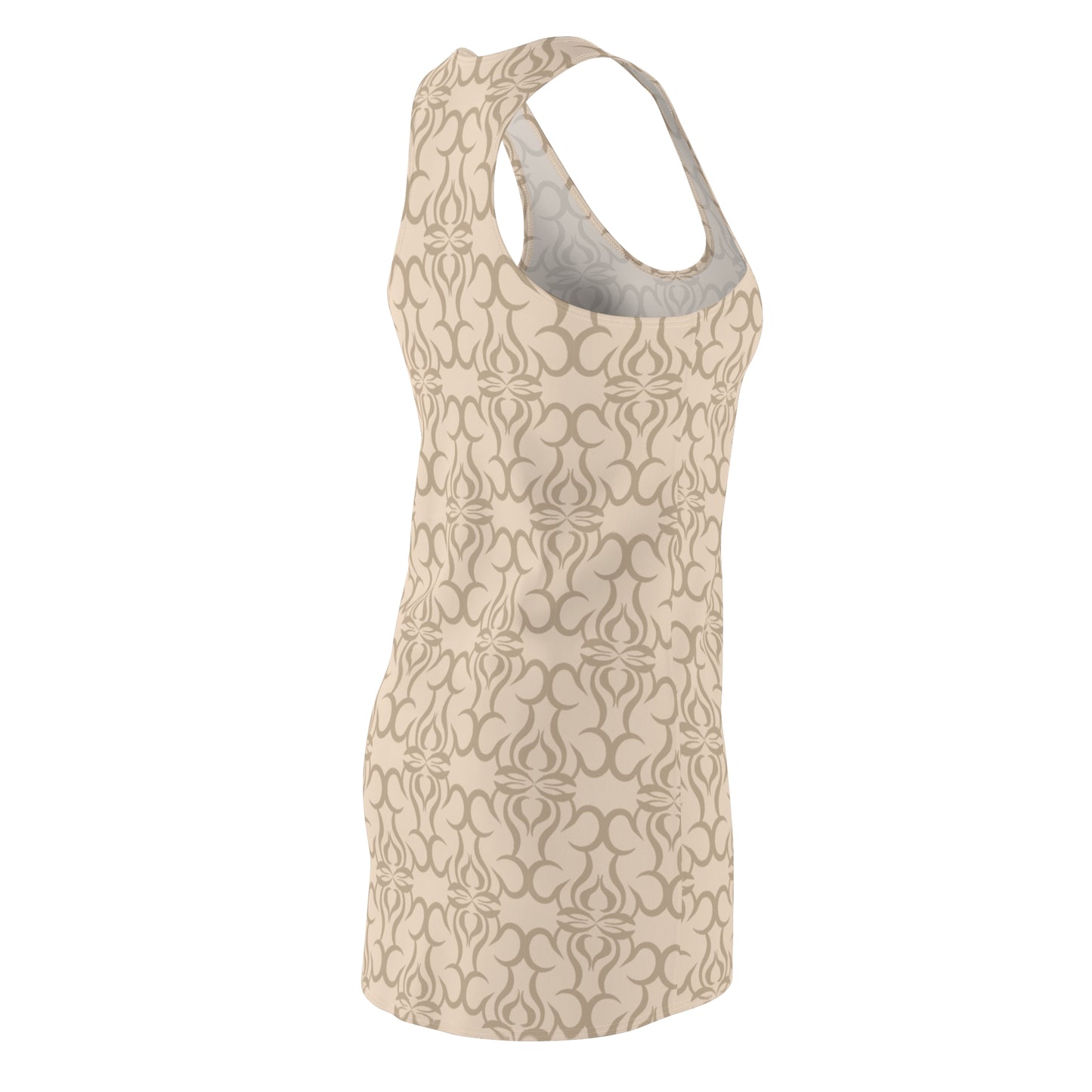 Beige Racerback Kleid – Elegant & Modern mit Muster
