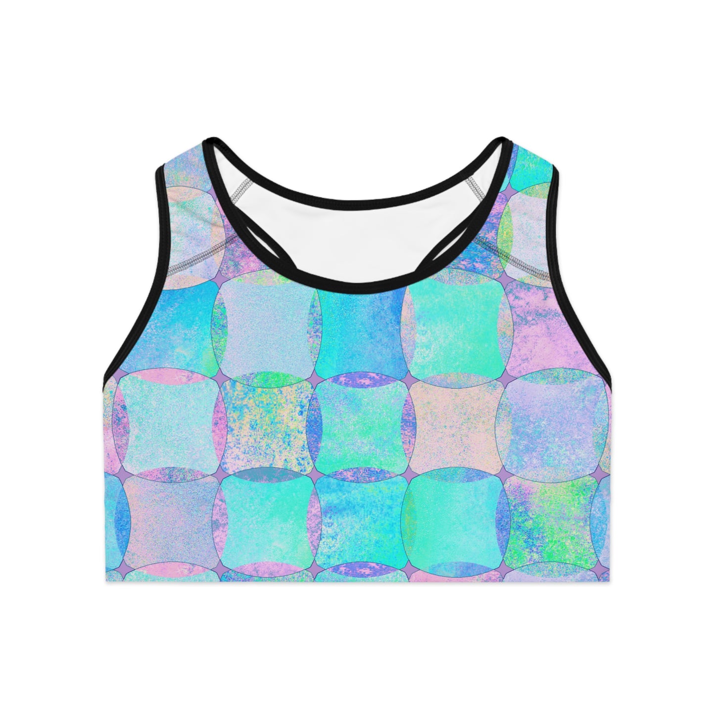 Damen Sport BH Buntes Muster Atmungsaktiv Yoga Fitness Workout Top