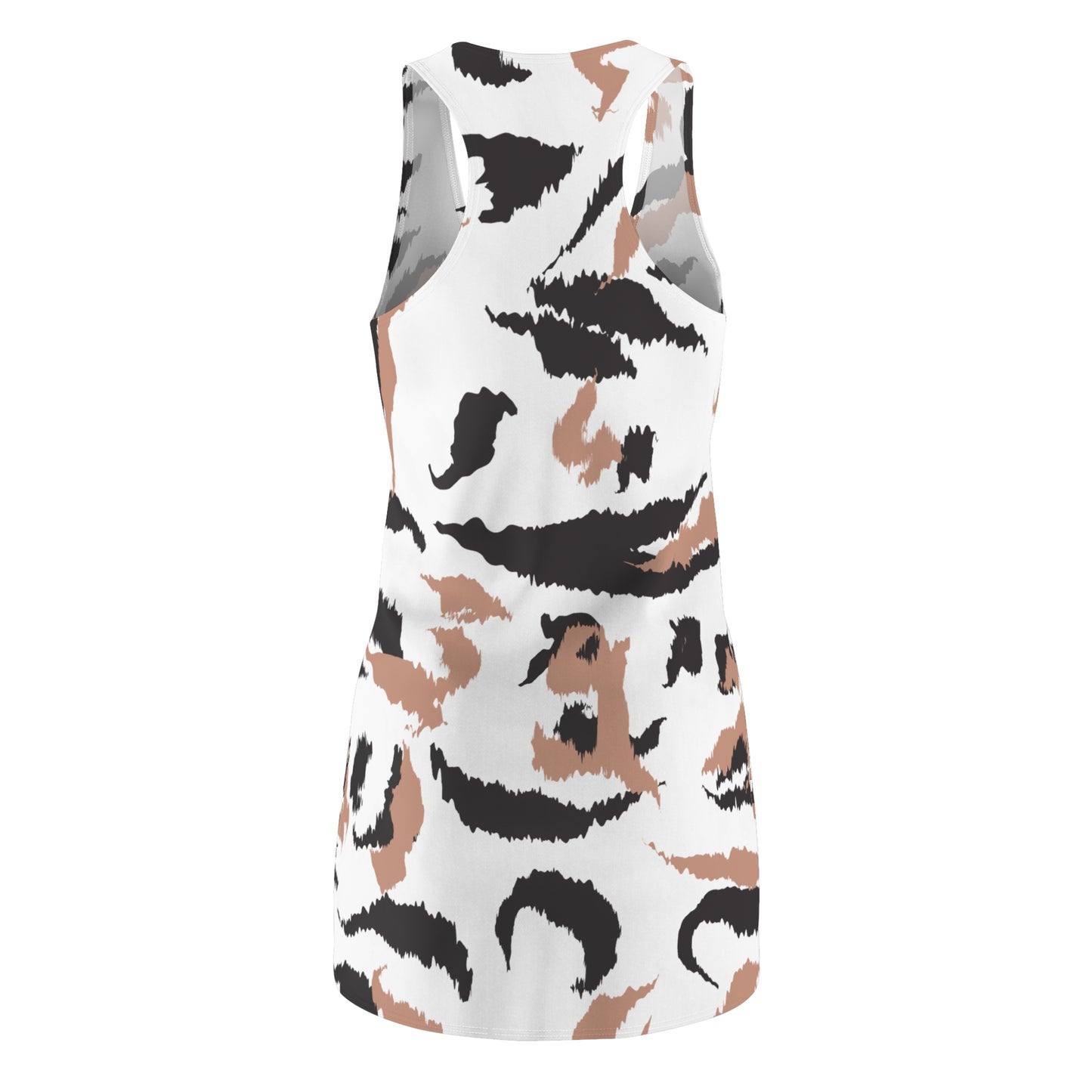 Abstrakt Racerback Kleid – Schwarz Beige Weiss Sommerkleid