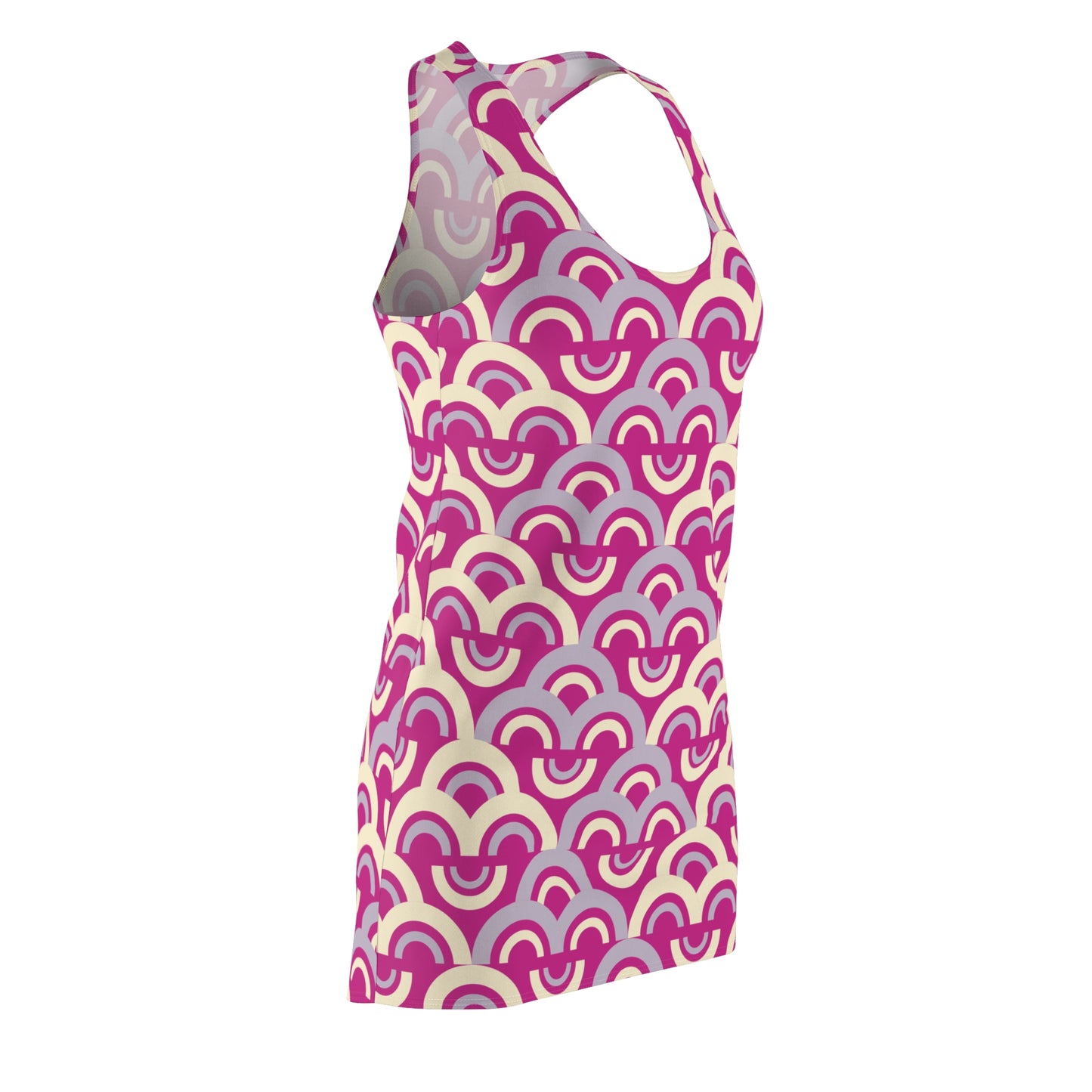 Damen Racerback Kleid Pink Pastell Bogenmuster Bequemes Freizeitkleid