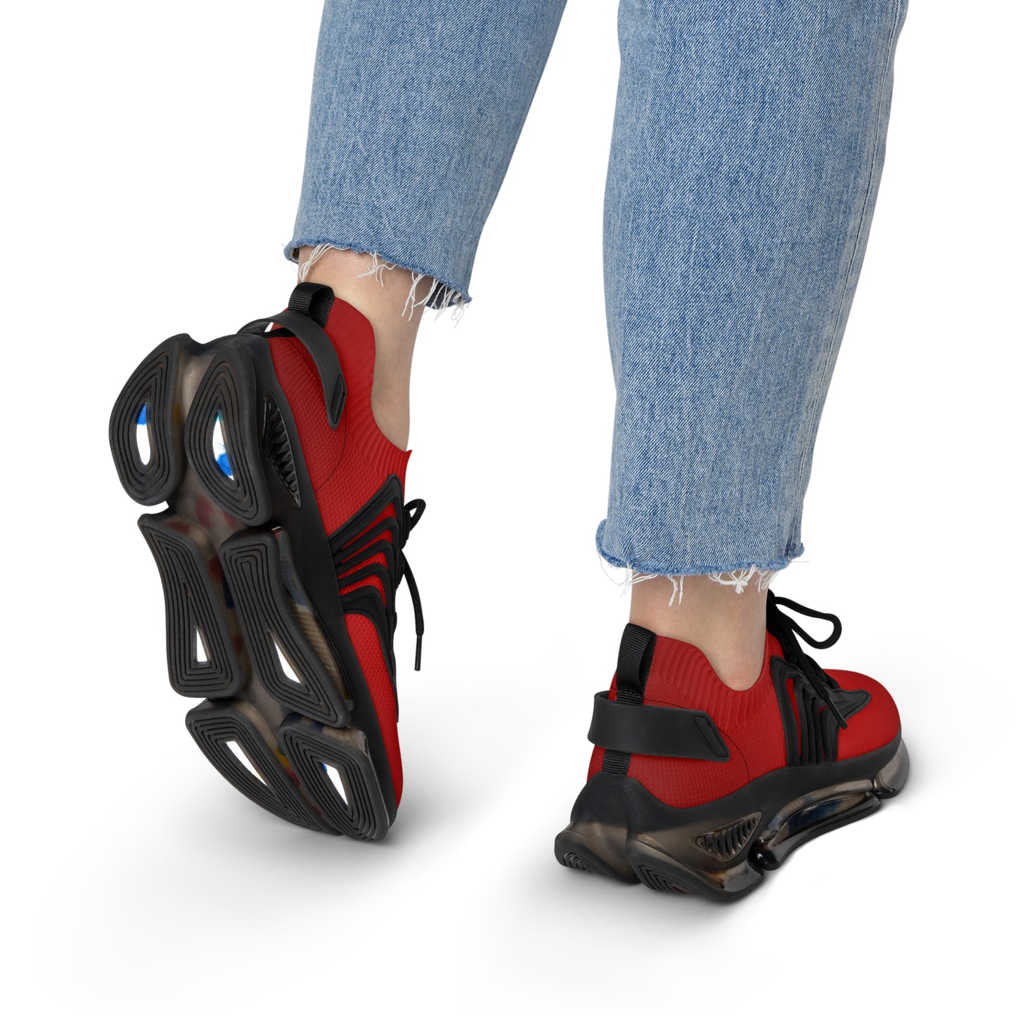 MauserDesign Damen Sneaker Rot Mesh Atmungsaktiv Bequeme Turnschuhe