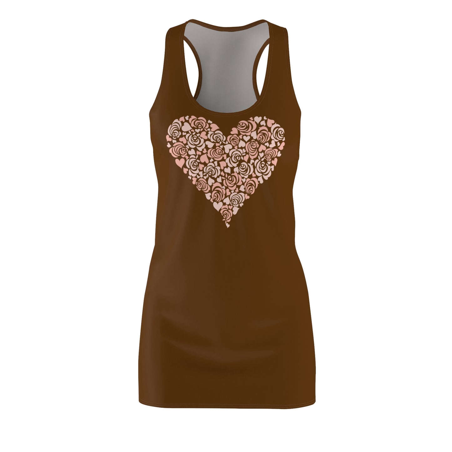Braun Floral Heart Kleid Racerback Romantisches Sommerkleid