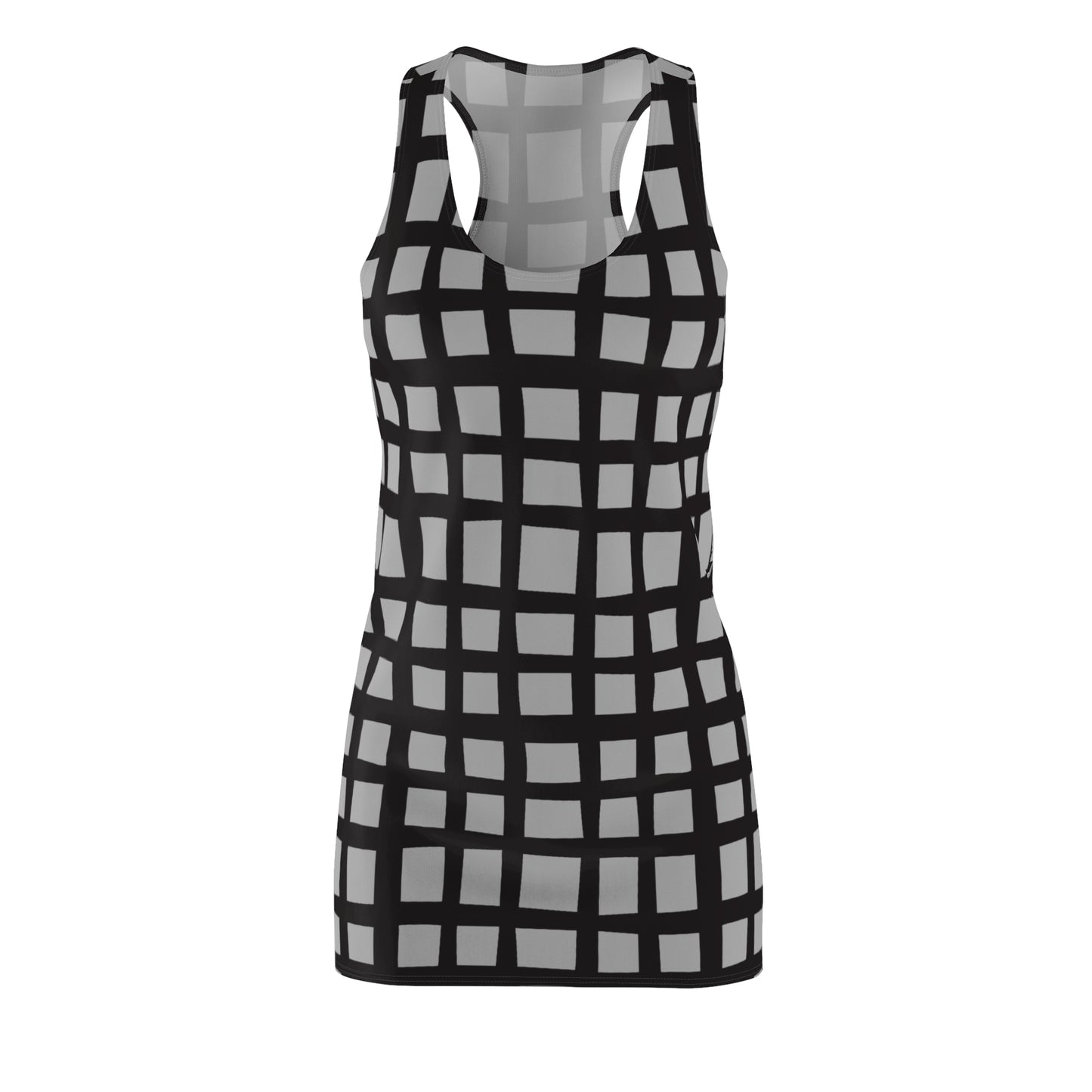 Grau Grid Racerback Kleid – Moderner Sommerlook