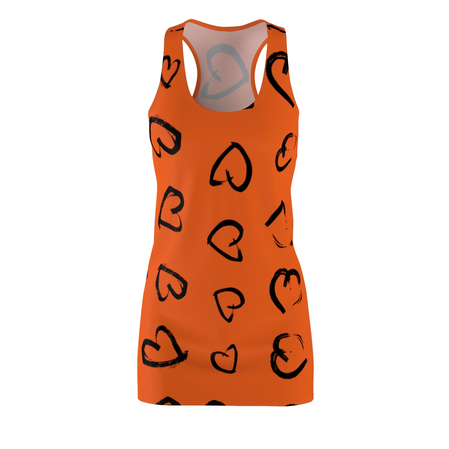 Racerback Kleid mit handgezeichnetem Herzmuster – Lässiges Sommerkleid
