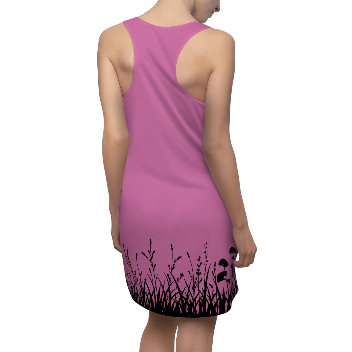 Rosa Floral Silhouette Racerback Kleid – Elegantes Sommerkleid