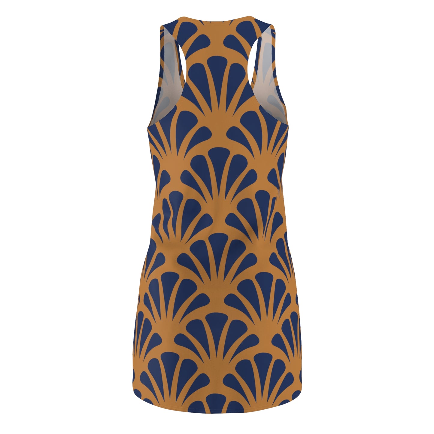 Braunes Damen Kleid Navy Muster Racerback Sommer Strand Casual