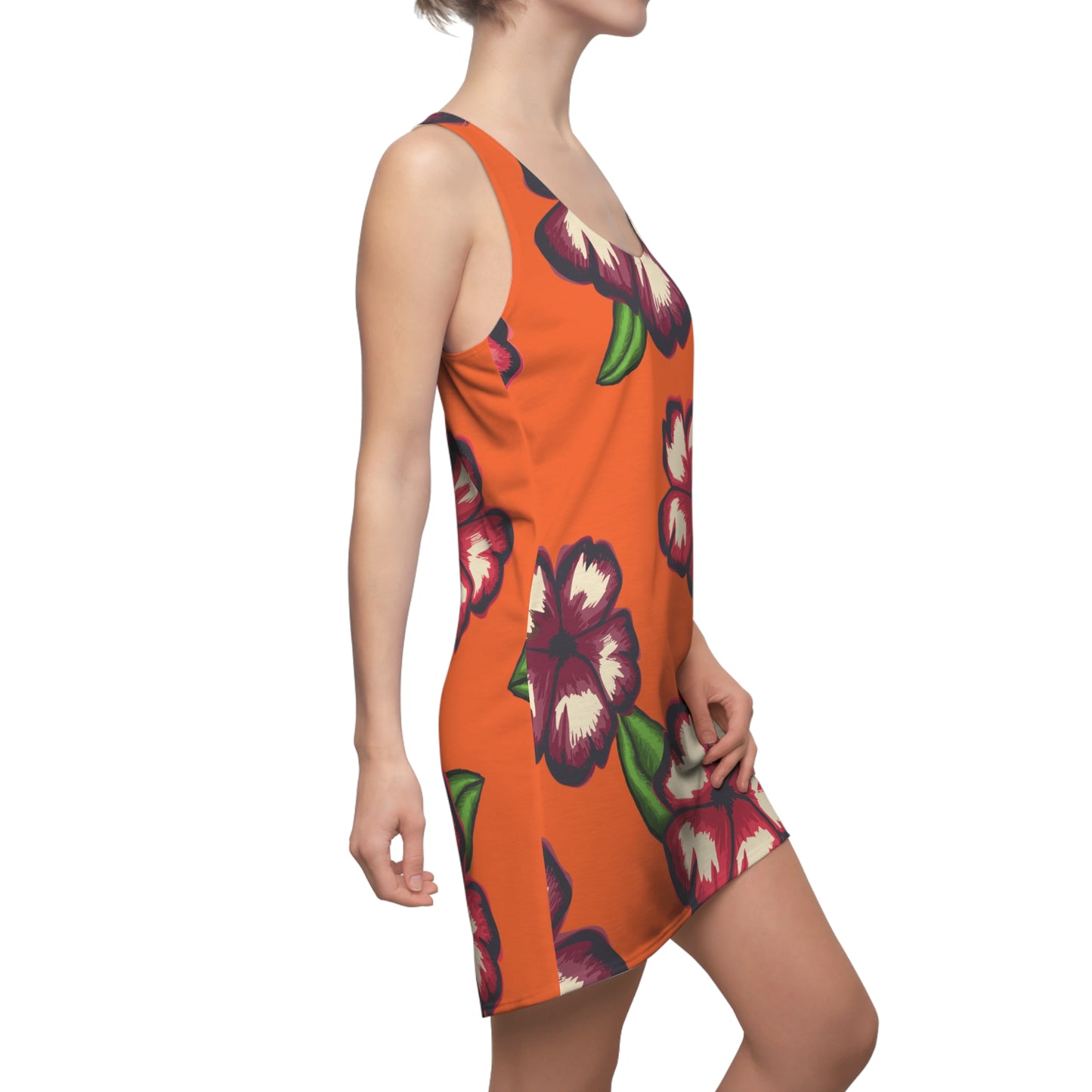 Oranges Hibiskus Racerback Kleid – Stylishes Sommerkleid