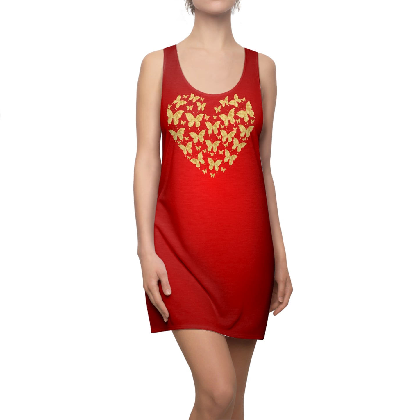 Herz Schmetterling Racerback Kleid – Rotes Sommerkleid