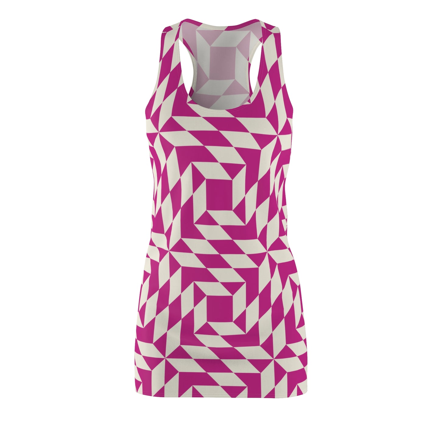 Racerback Kleid Damen – Pinkes Sommerkleid mit geometrischem Muster