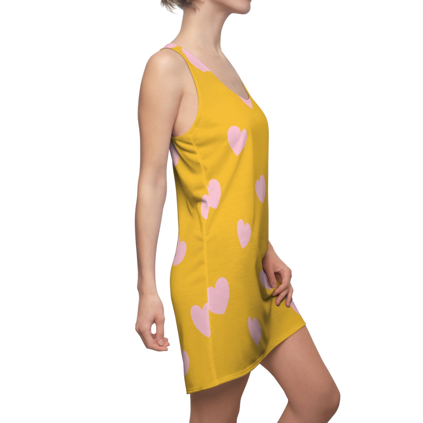 Rosa Herz Racerback Kleid – Romantisches Sommerkleid