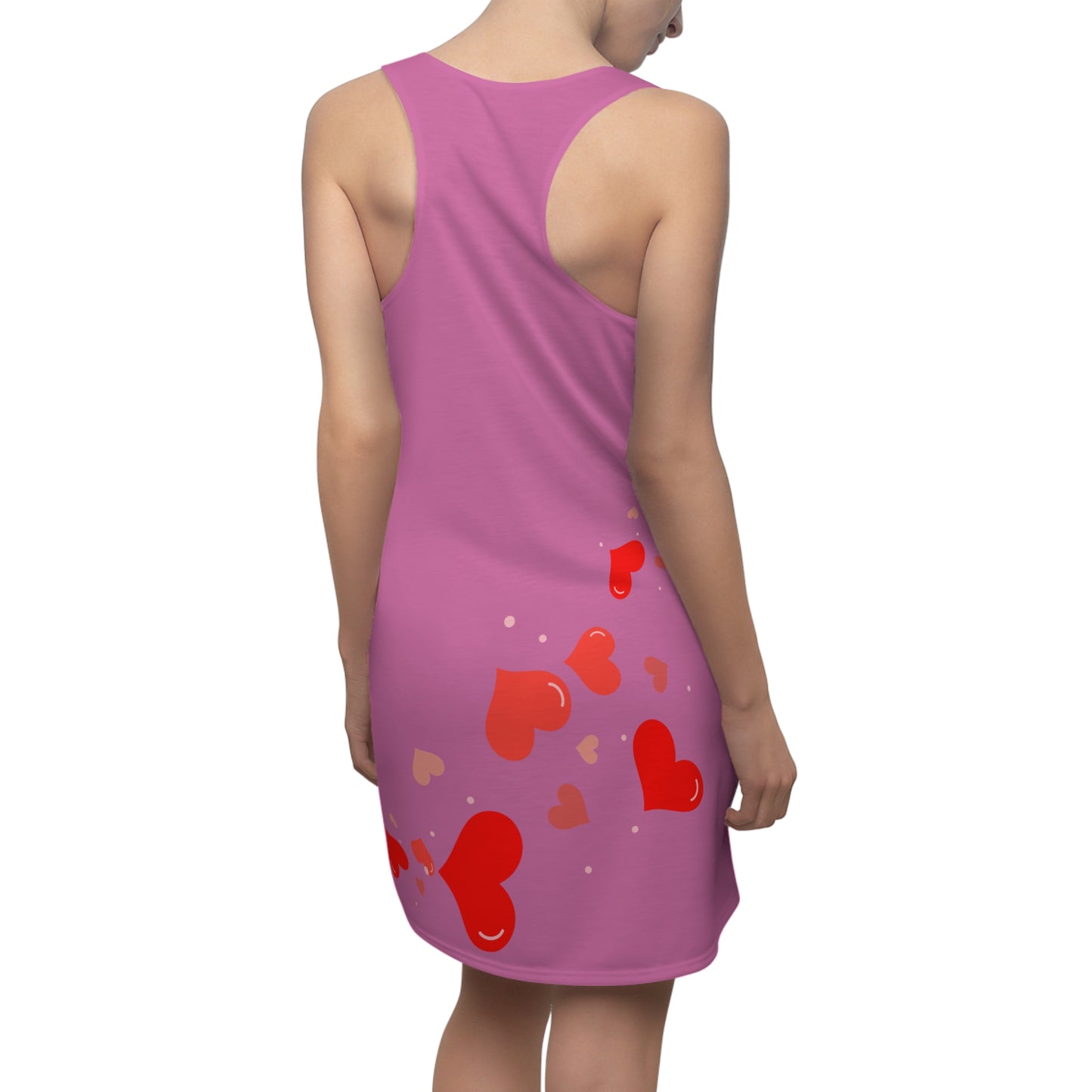 Rosa Herz Racerback Kleid – Elegantes Valentinstag Outfit