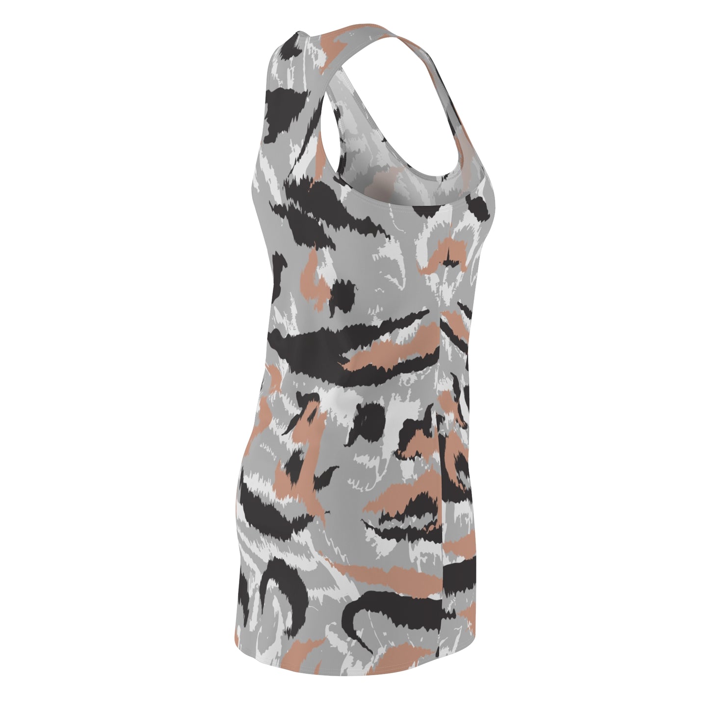 Abstrakt Racerback Kleid – Schwarz Beige Weiss Grau Sommerkleid