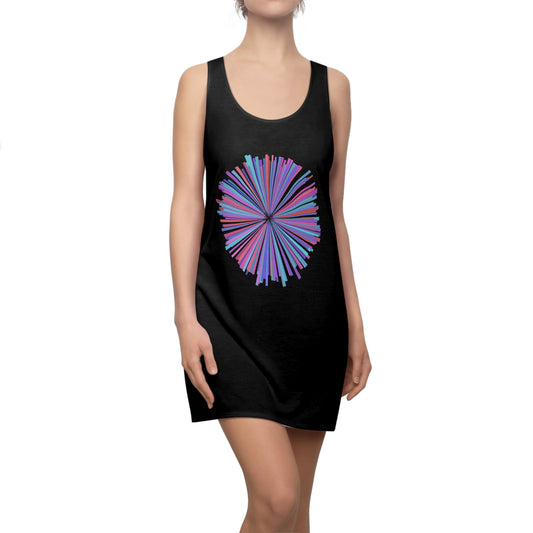 Schwarz Racerback Kleid mit Aquarell-Muster – Sommerkleid, elegant & leicht