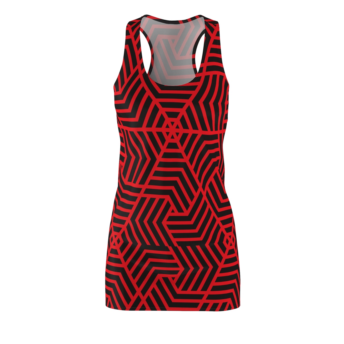 Racerback Kleid Damen – Rotes Sommerkleid mit geometrischem Muster