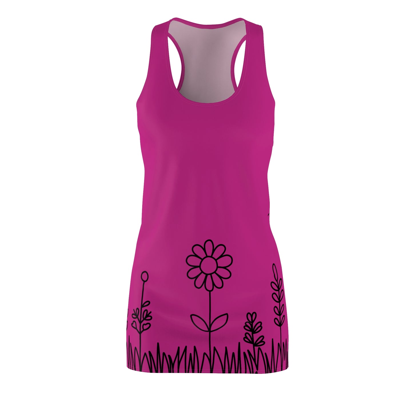 Pink Blumen Racerback Kleid – Bequemes Sommerkleid