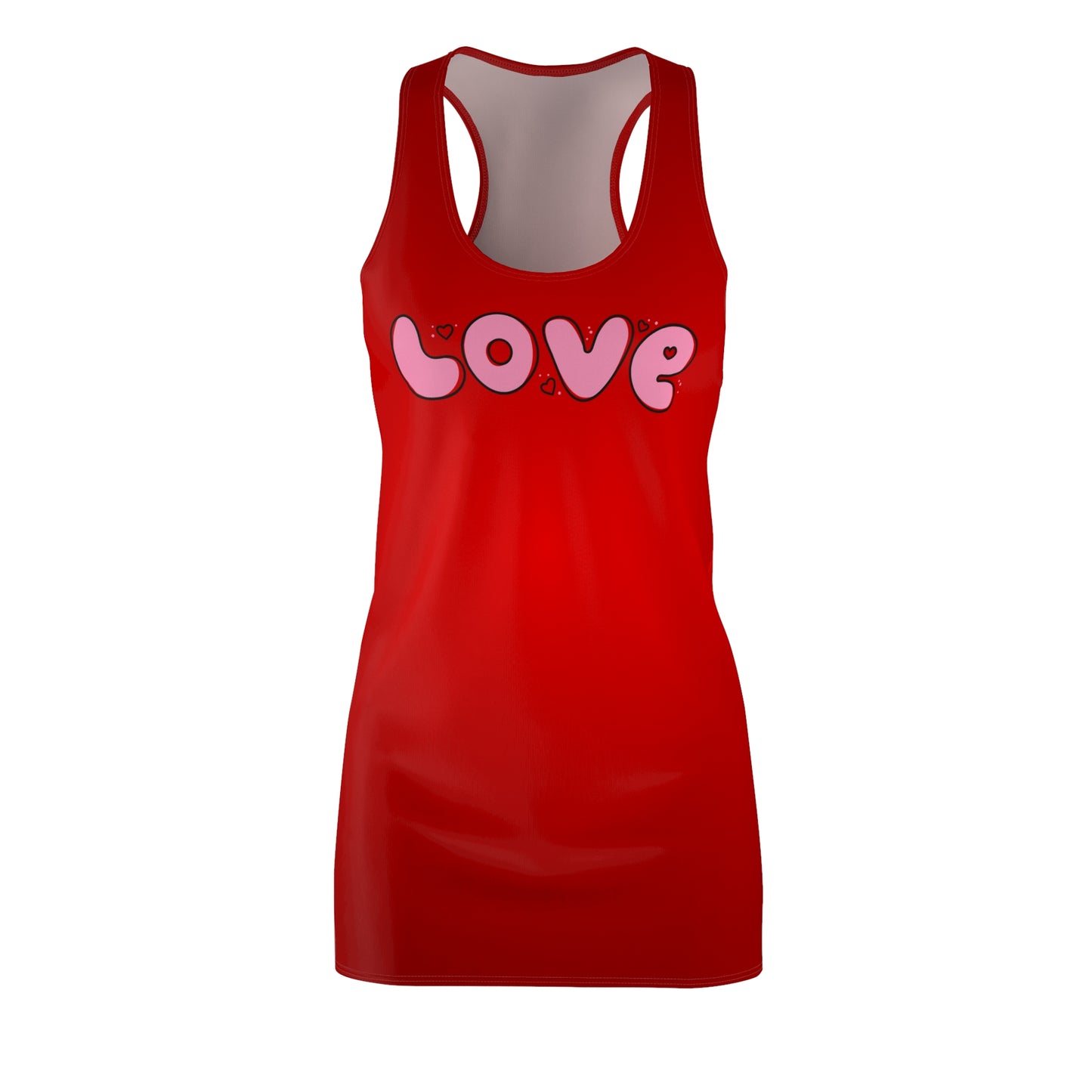 Rot Love Print Racerback Kleid – Sommer Damenmode