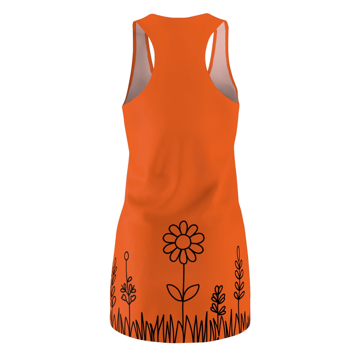 Orange Blumen Racerback Kleid – Bequemes Sommerkleid