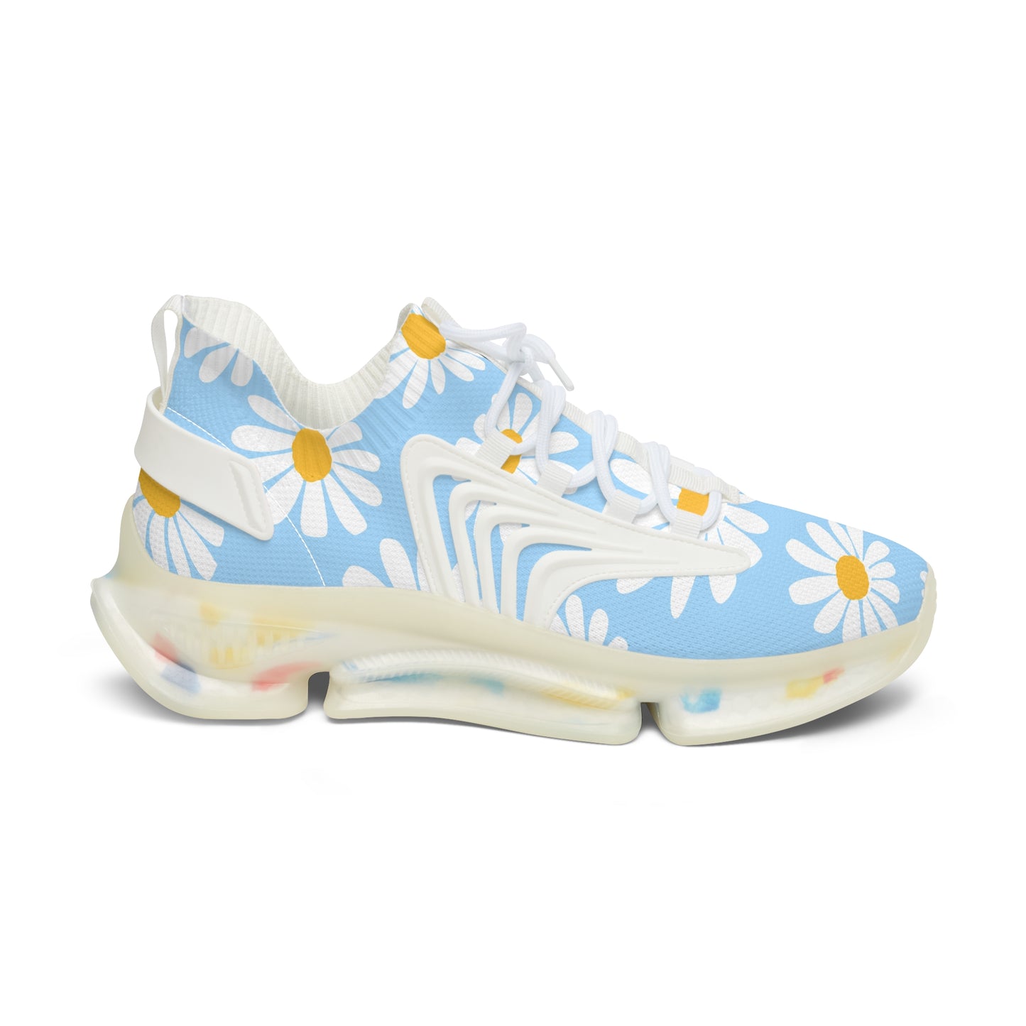 Blaue Damen Sneaker mit Blumenmuster – Stylische Sportschuhe