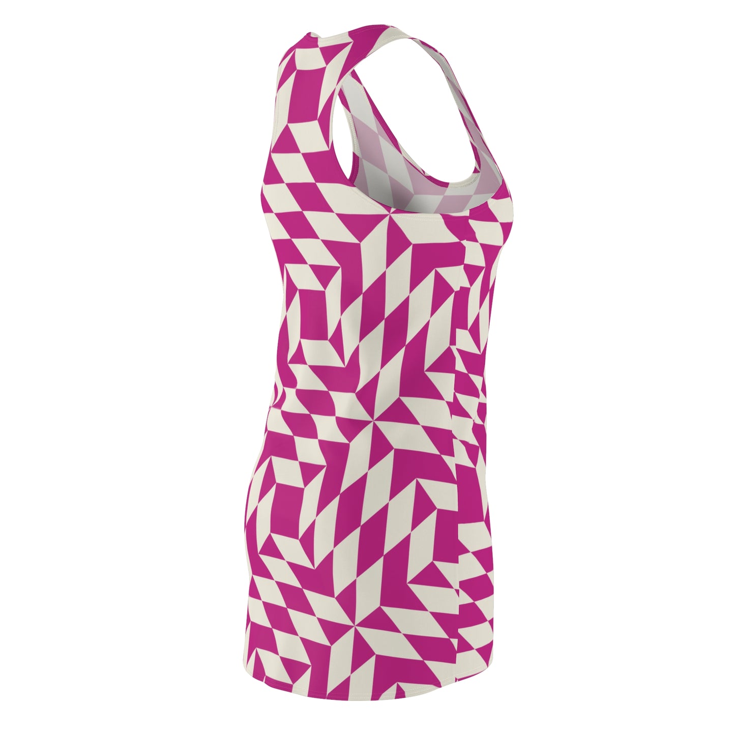 Racerback Kleid Damen – Pinkes Sommerkleid mit geometrischem Muster