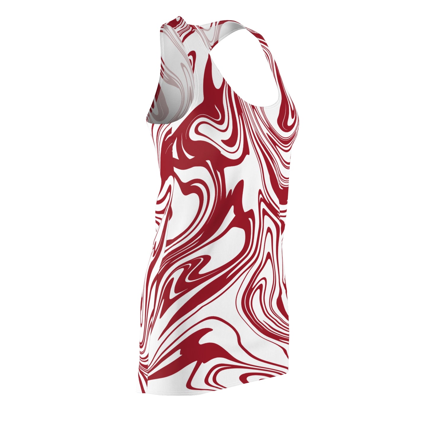 Abstrakt Racerback Kleid – Rot Weiß Sommerkleid