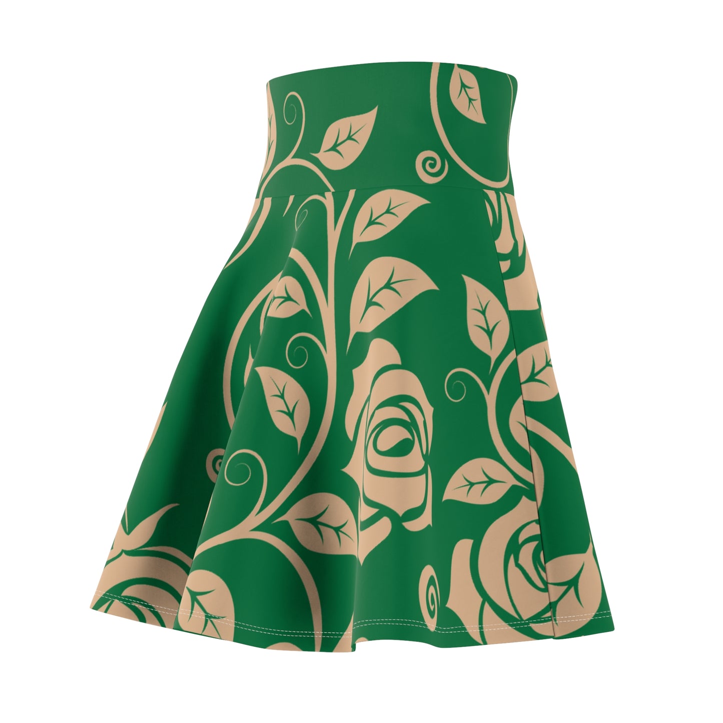 Grüner Damen Rock Floral Skater Elegant Frühling Sommer Casual