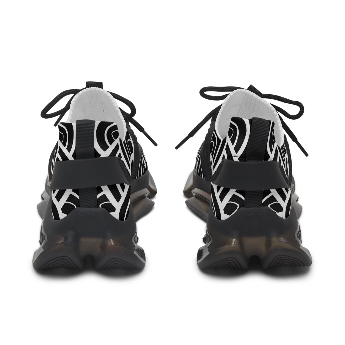 Damen Sneaker Schwarz Weiß Modern Wellen Design Atmungsaktiv
