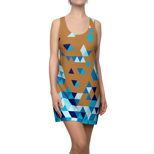 Dreieck Racerback Kleid – Blau Hellbraun Sommerkleid