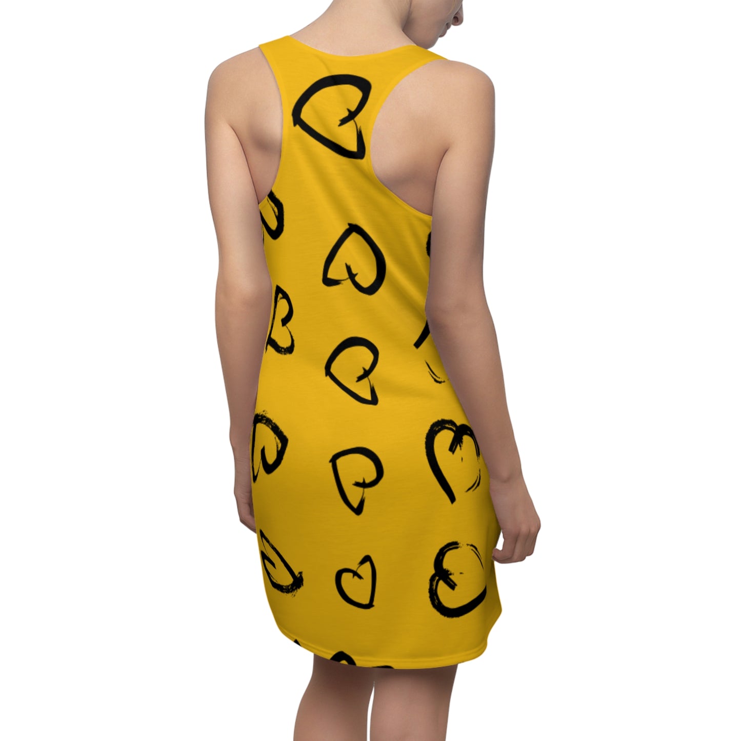 Racerback Kleid mit handgezeichnetem Herzmuster – Lässiges Sommerkleid
