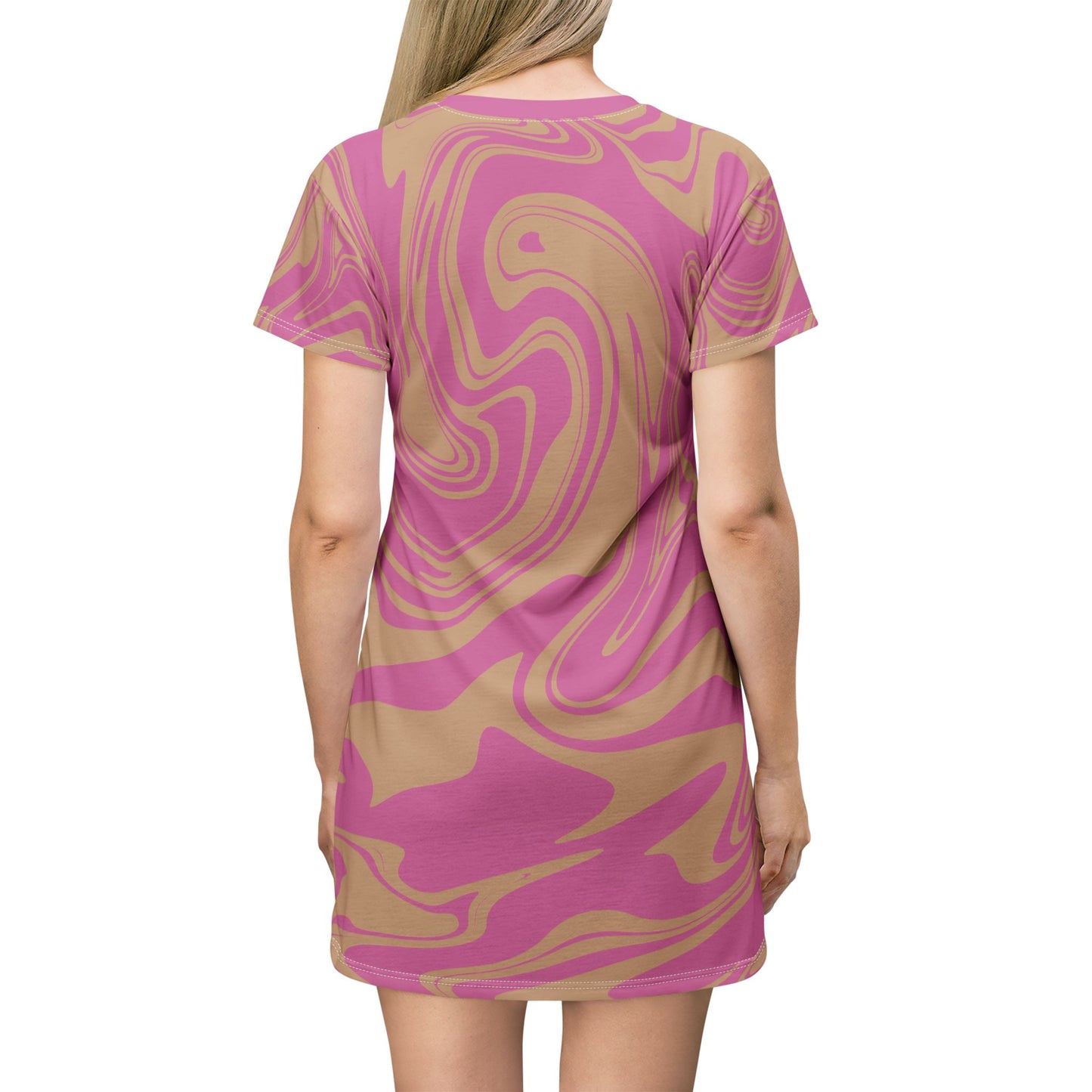 Rosanes Damen Kleid Marmor Print T-Shirt Sommer Casual Elegant