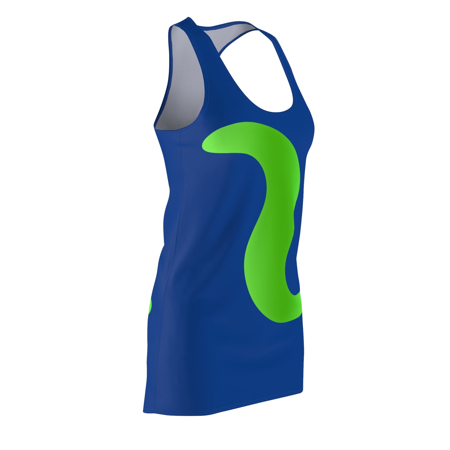 Dunkelblau Grün Abstrakt Racerback Kleid – Stylishes Sommerkleid