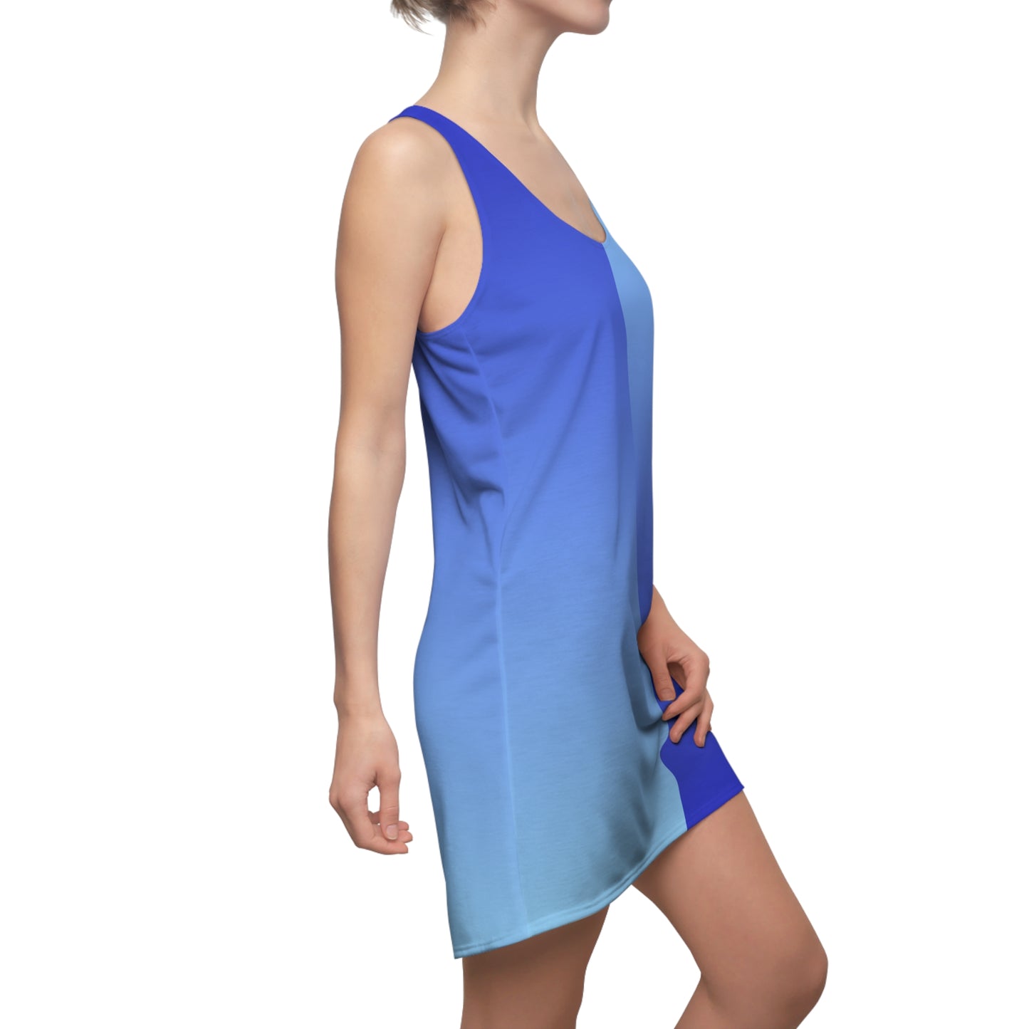 Racerback Kleid Blau Hellblau Zweifarbig Damen Sommer