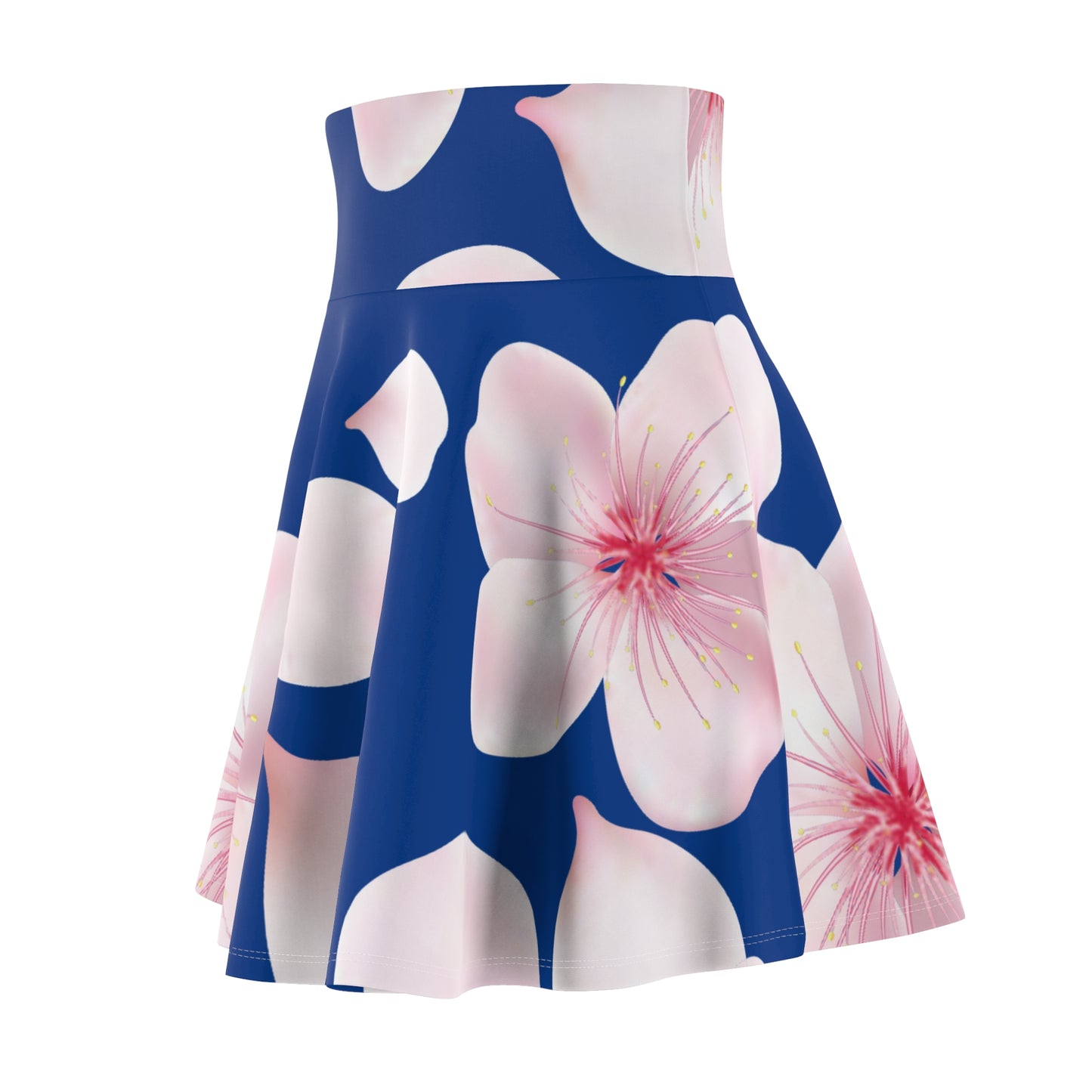 Blauer Damen Rock Blütenmuster Skater Elegant Sommer Casual