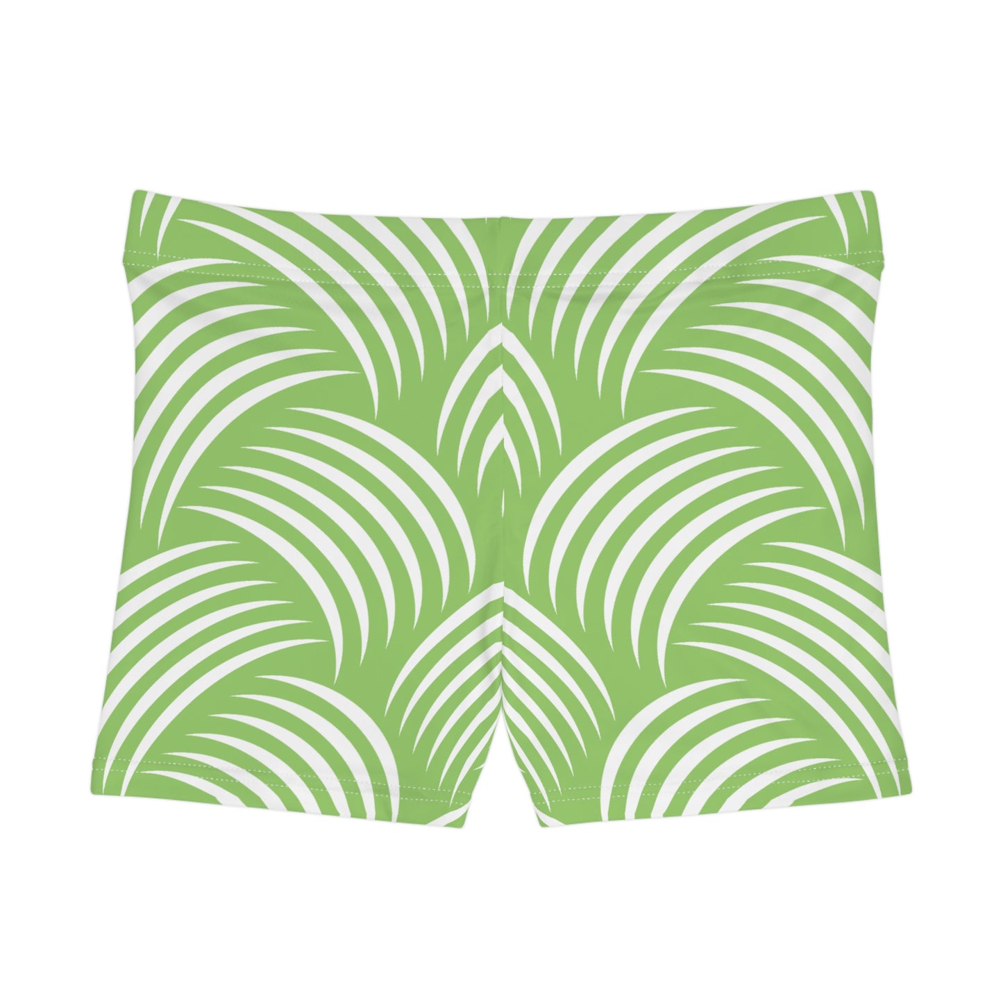 Stylish Women's Shorts Green Tropical Wave Pattern Summer Beachwear