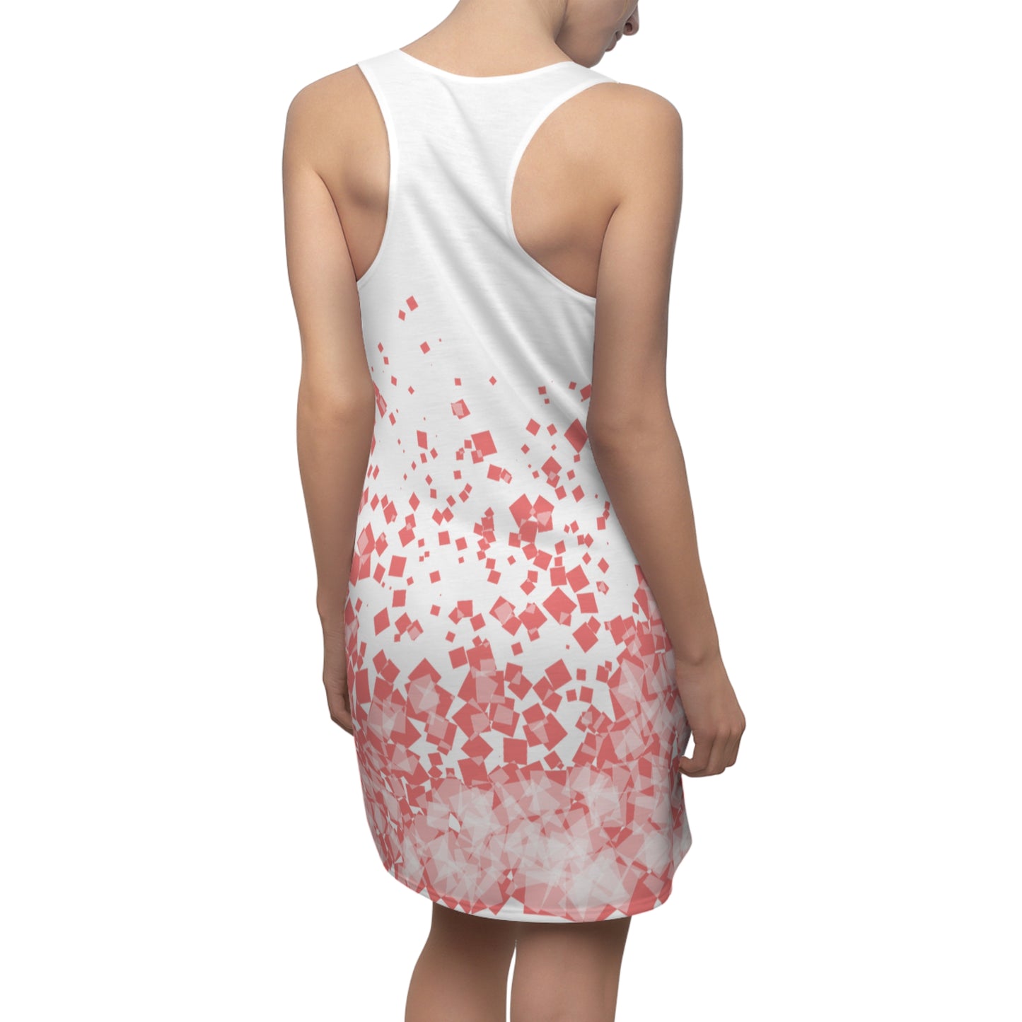 Weißes Racerback Kleid mit Korall Konfetti Muster – Modern