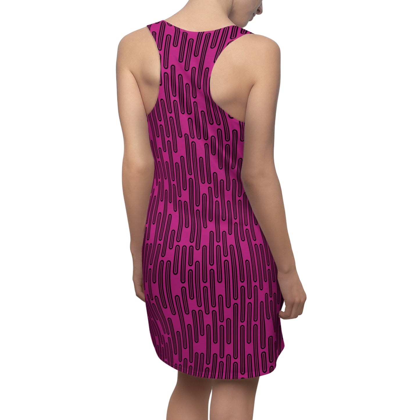 Vertikal Muster Racerback Kleid – Schwarz Pink Damenmode