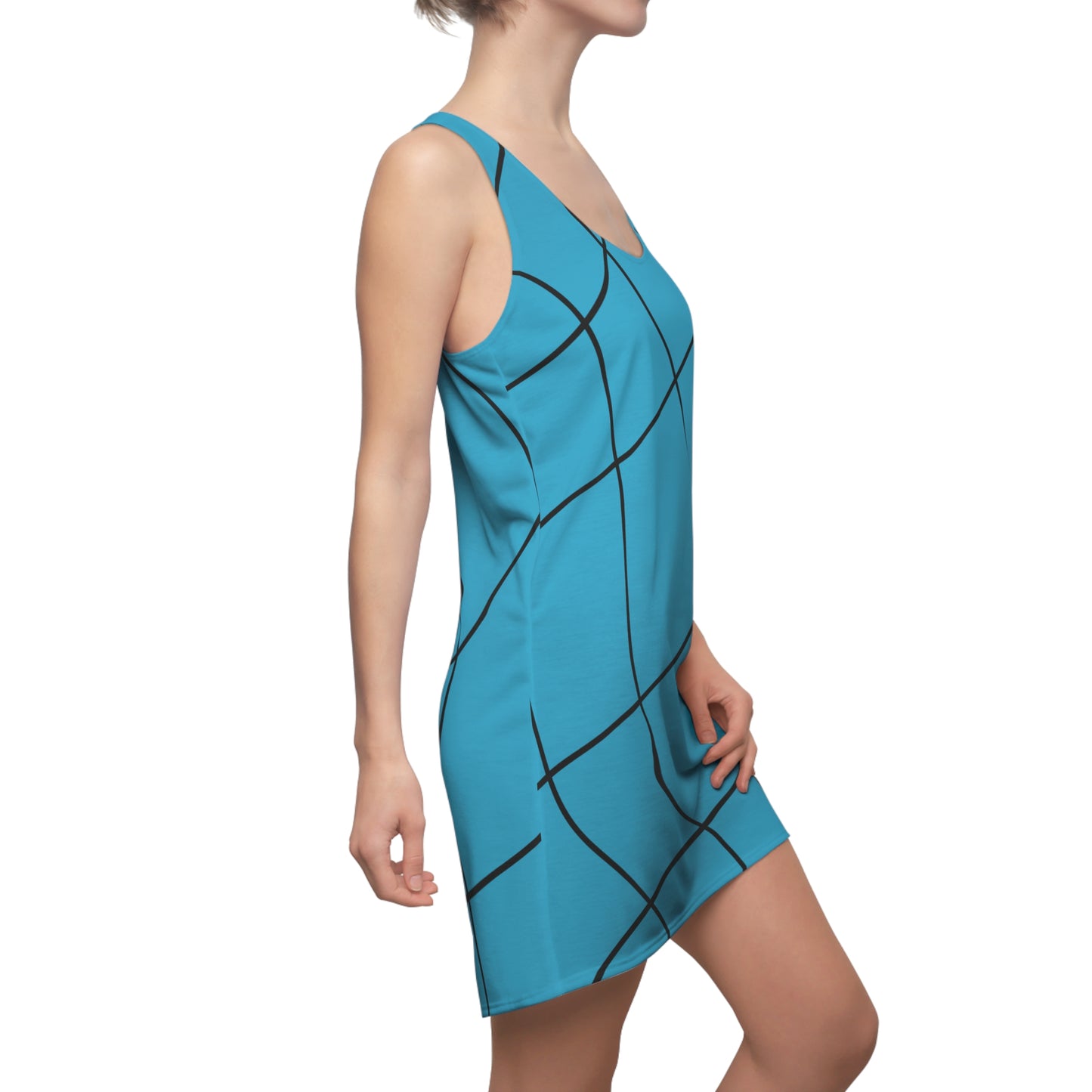 Abstrakt Linien Racerback Kleid – Modernes Sommerkleid