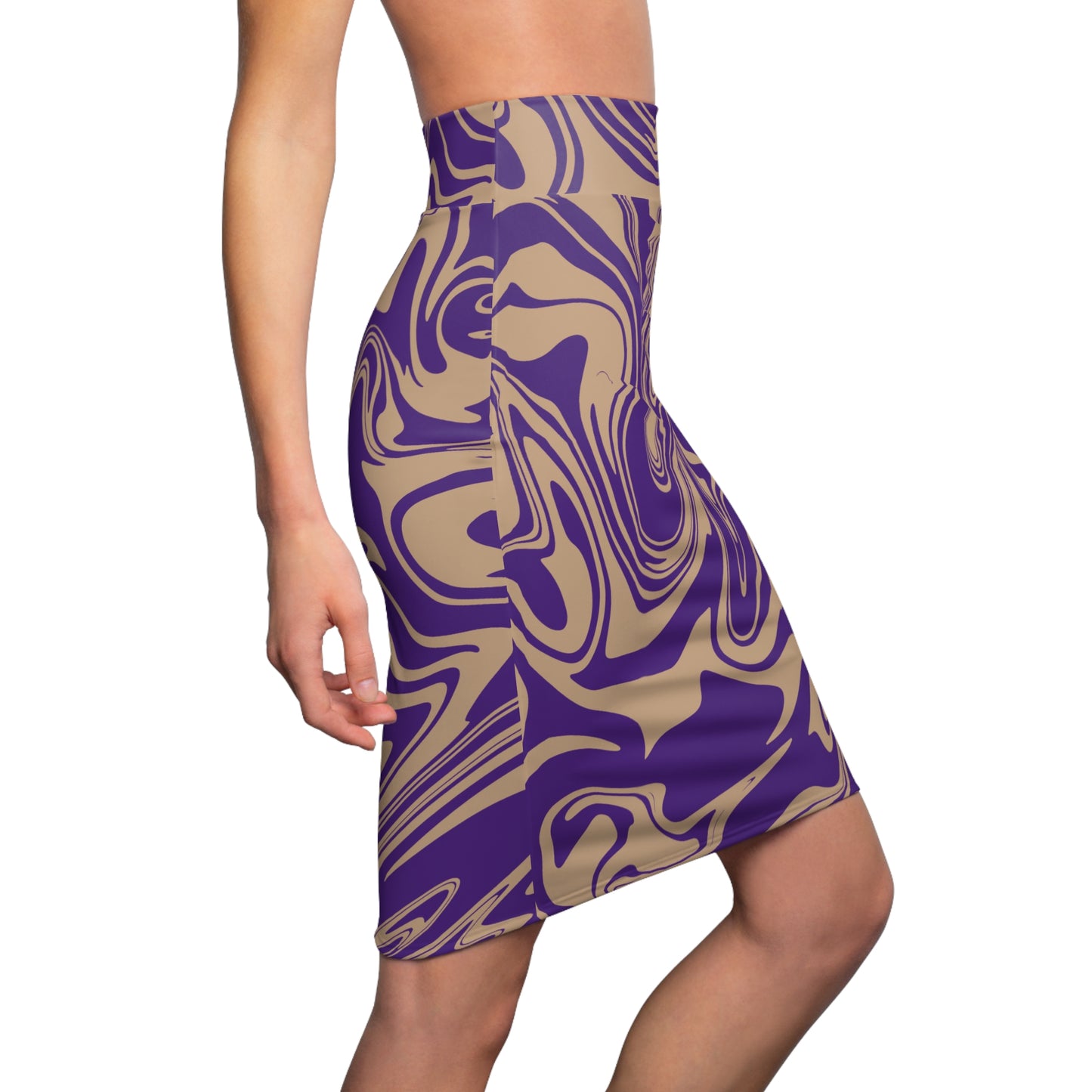 Damen Rock Marmor Print Bleistift Elegant Business Casual