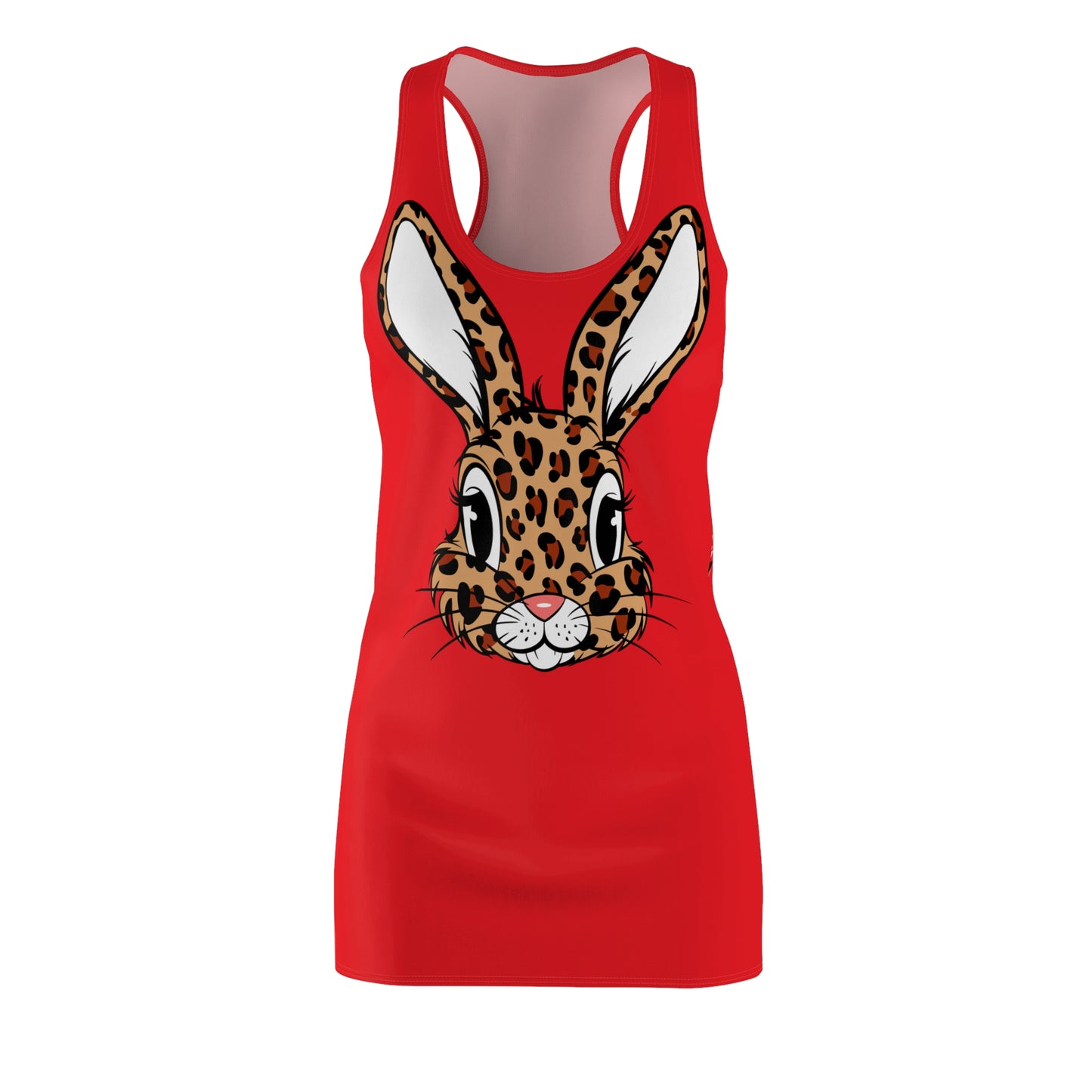Leoparden Hase Racerback Kleid – Tierisch Rot