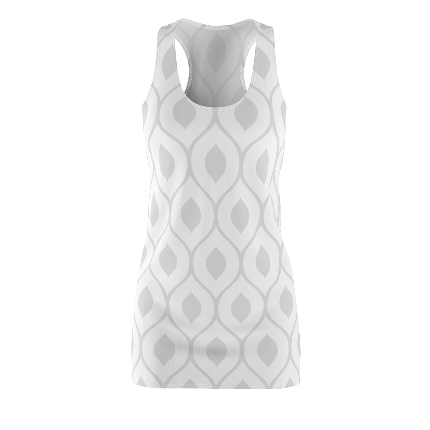 Weiß Grau Geometrie Racerback Kleid – Stilvolles Sommerkleid