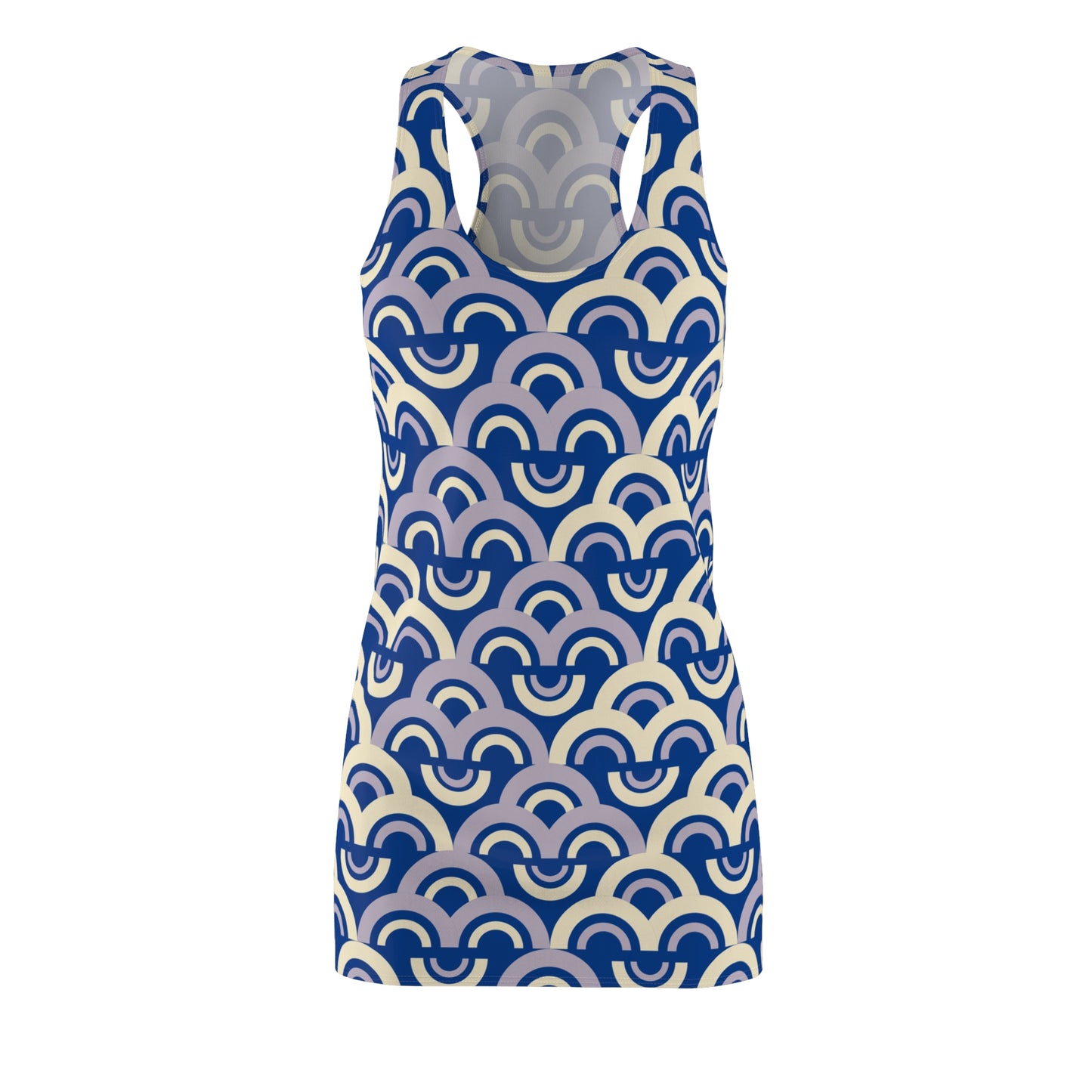 Damen Racerback Kleid blau Pastell Bogenmuster Bequemes Freizeitkleid