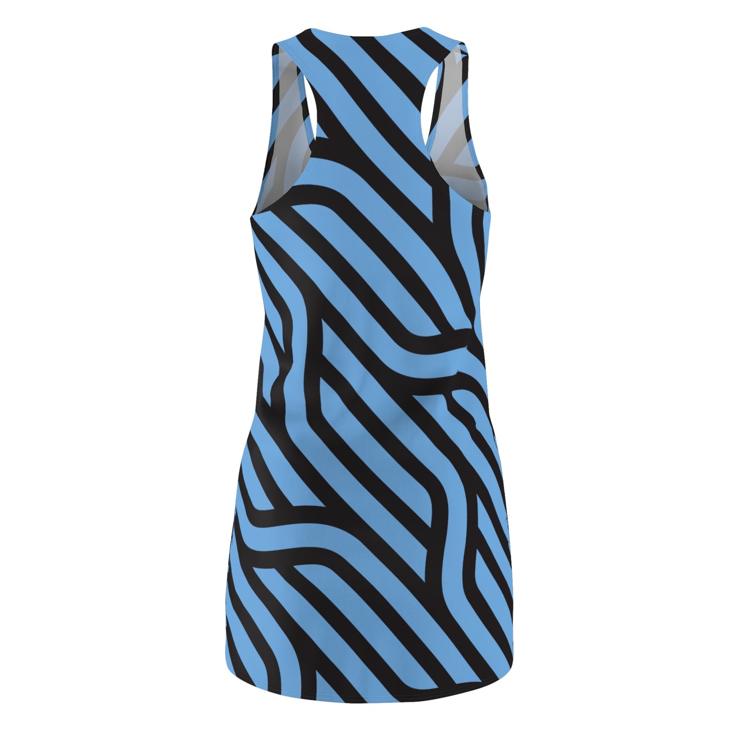 Schwarz Hellblau Streifen Racerback Kleid – Modernes Sommerkleid