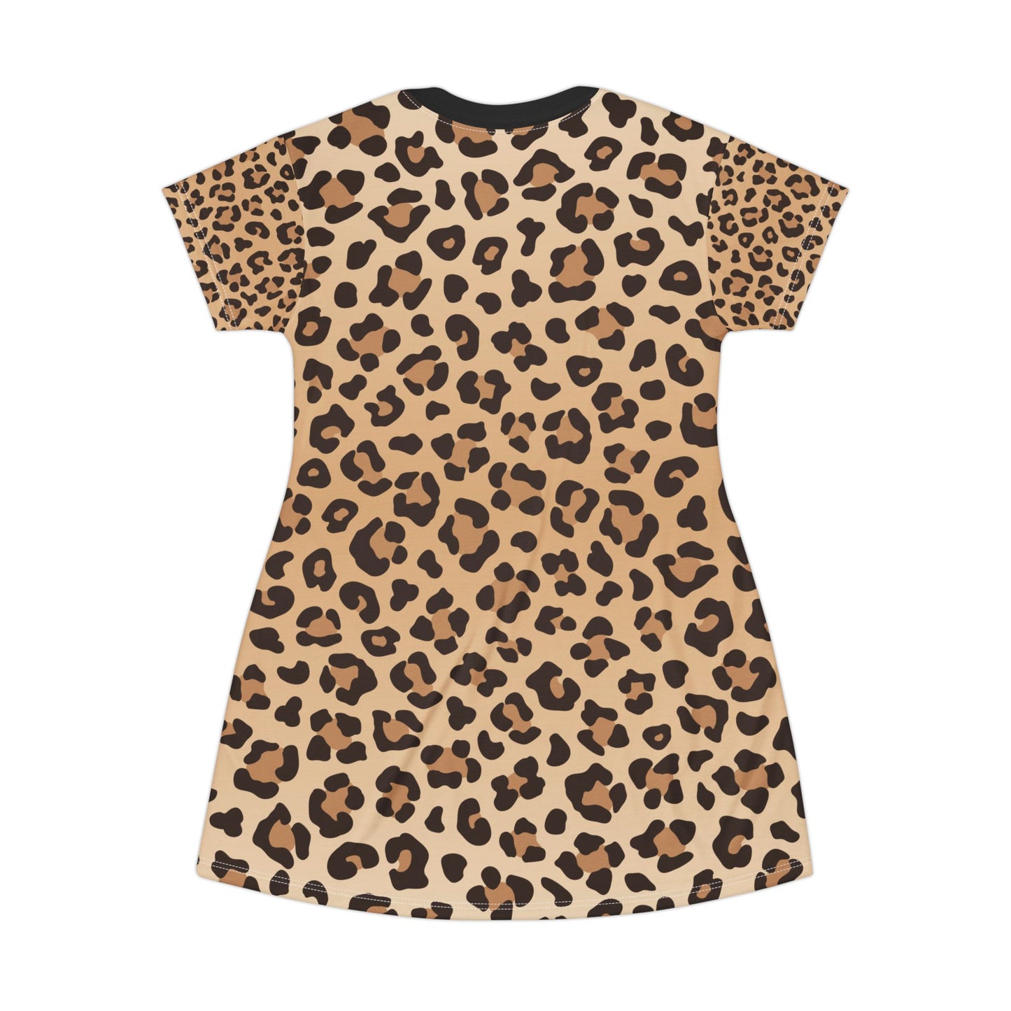Schwarz Damen Kleid Leoparden Print T Shirt Sommer Casual Animal