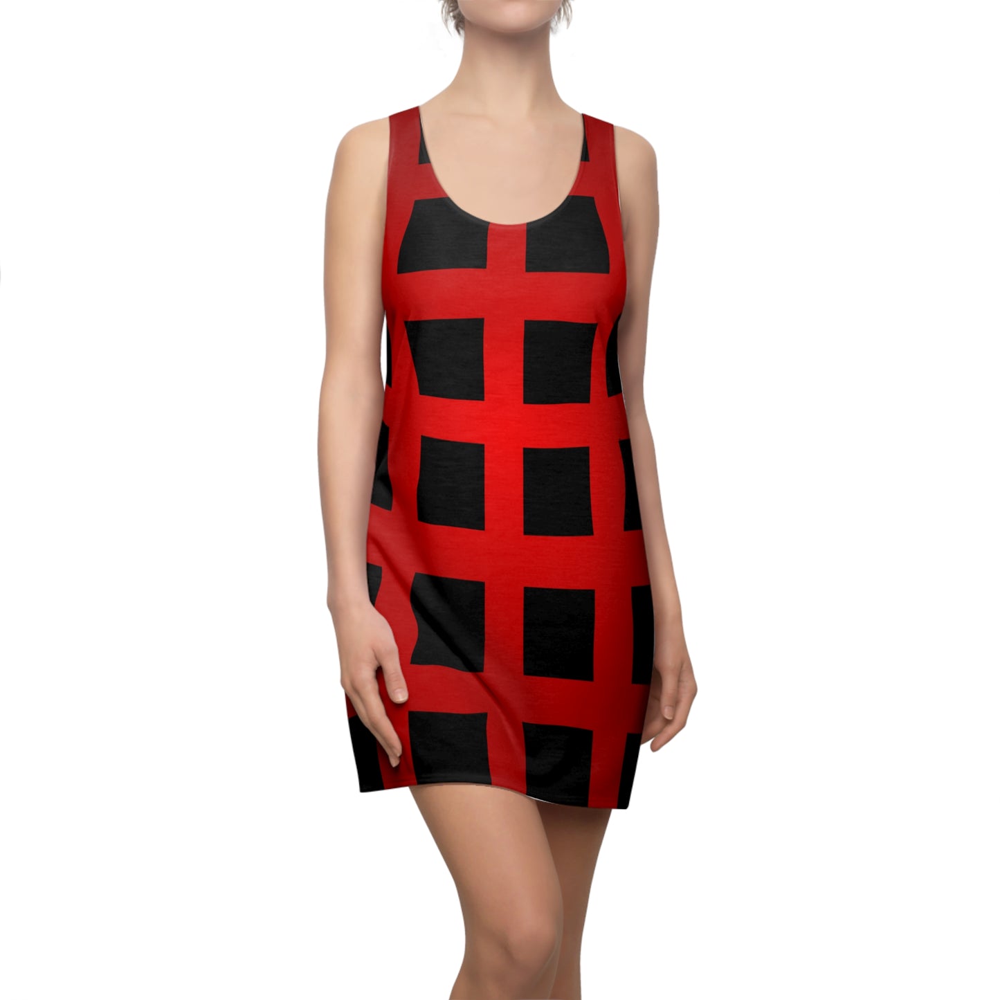 Racerback Damen Kleid Rot Modernes Muster Ärmellos Sommerlook